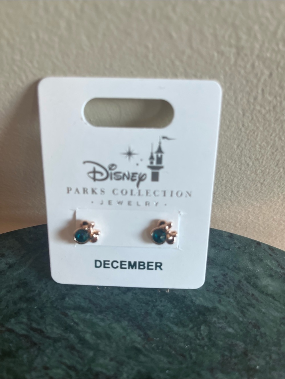 Disney Parks Collection December Birthstone Minnie Stud Earrings - Teal